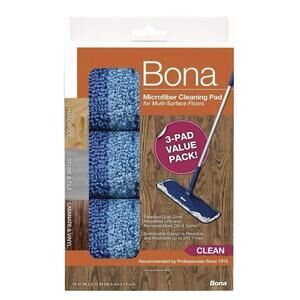 Bona Cleaning Microfiber Mop Pad Blue - Pack of 3 | 1017667 (5.12 x 18.31 in.)
